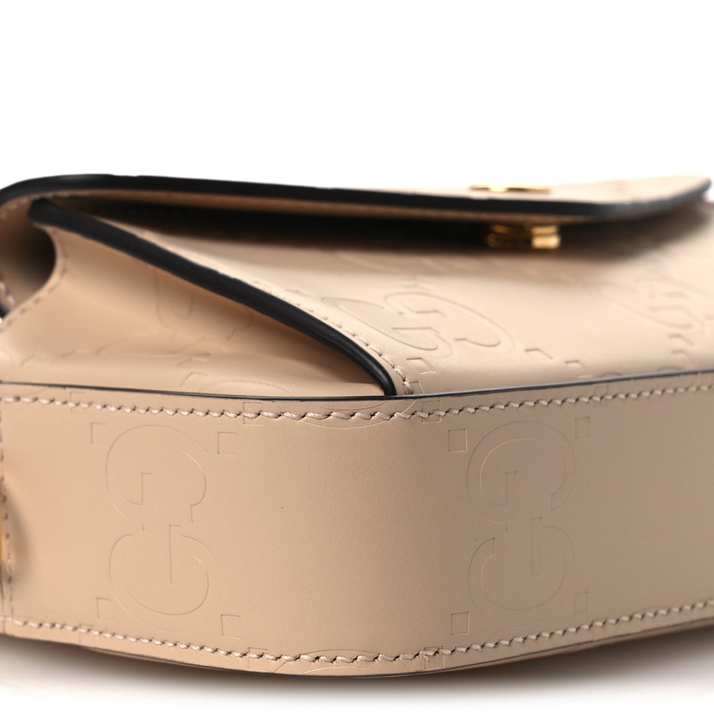 Calfskin GG Super Mini Debossed Chain Wallet Light Beige