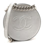 Metallic Glazed Calfskin Round As Earth Evening Bag Silver