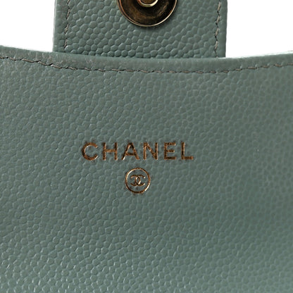 Caviar Quilted Mini Clutch With Chain Light Green
