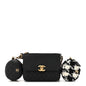 Calfskin Quilted Multi Pouching Flap And Coin Purse Black
