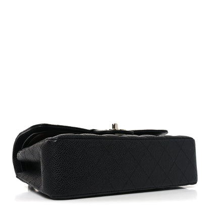 Caviar Quilted Medium Double Flap Black