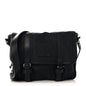 Nylon Monogram Double Buckle Flap Messenger Bag Black