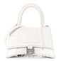Denim Patchwork Small Hourglass Top Handle Bag White
