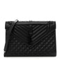 Grain De Poudre Textured Mixed Matelasse Large Triquilt Monogram Monochrome Satchel Black