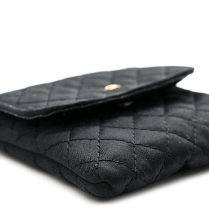 Jersey Quilted Micro Flap Bag Black