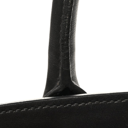 Saffiano City Calfskin Medium Bibliothèque Top Handle Black Fuoco
