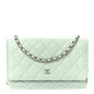 Caviar Quilted Wallet on Chain WOC Light Blue