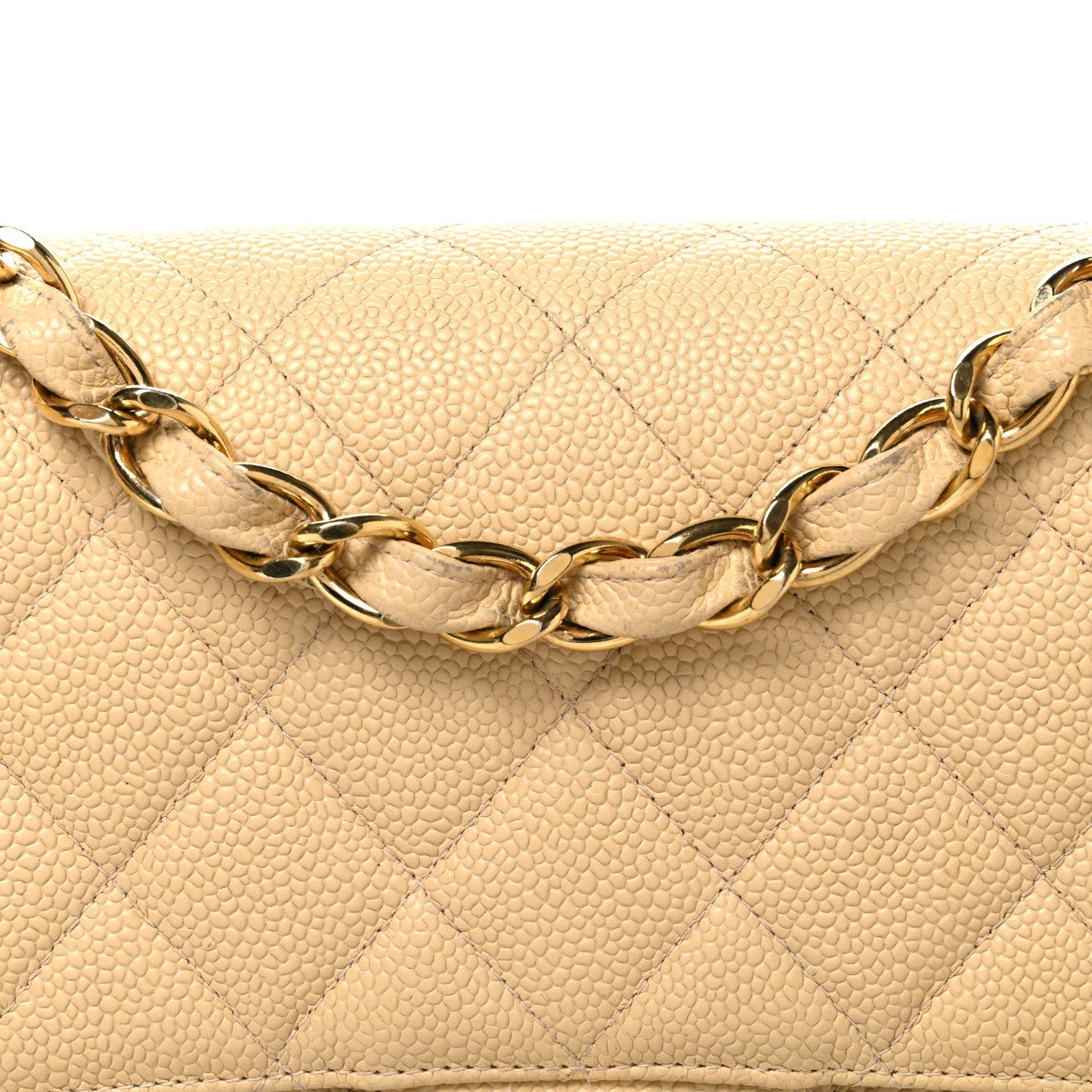 Caviar Quilted Jumbo Single Flap Beige