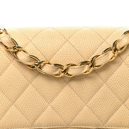 Caviar Quilted Jumbo Single Flap Beige