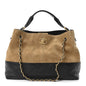 Suede Calfskin Shiny Lambskin Quilted Small Coco Base Shopping Bag Beige Black