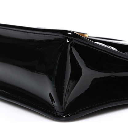 Patent Quilted Mini Graphic Catch Flap Black