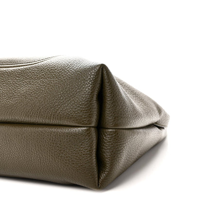 Grained Calfskin Softbit Maxi Shoulder Bag Forest Green