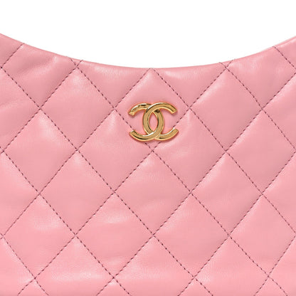 Lambskin Quilted CC Links Hobo Light Pink
