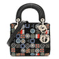 Satin Lambskin Embroidered Beaded Mini Lady Dior Black Multicolor