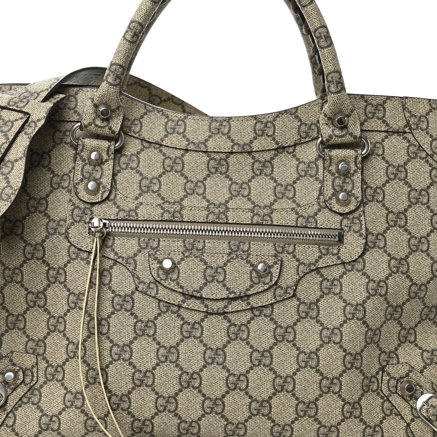 X GUCCI GG Supreme Monogram Neo Classic Silver Hardware City Beige Ebony
