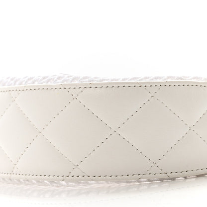 Mesh Shiny Lambskin Chain Hobo White