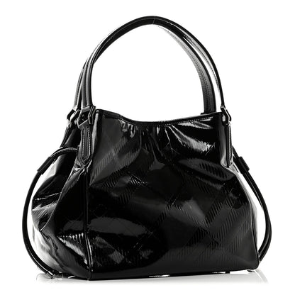 Patent Check Embossed Small Bilmore Tote Black