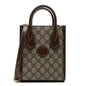 GG Supreme Monogram Azalea Calfskin Mini Retro Interlocking G Tote Bag Beige Ebony Brown Sugar