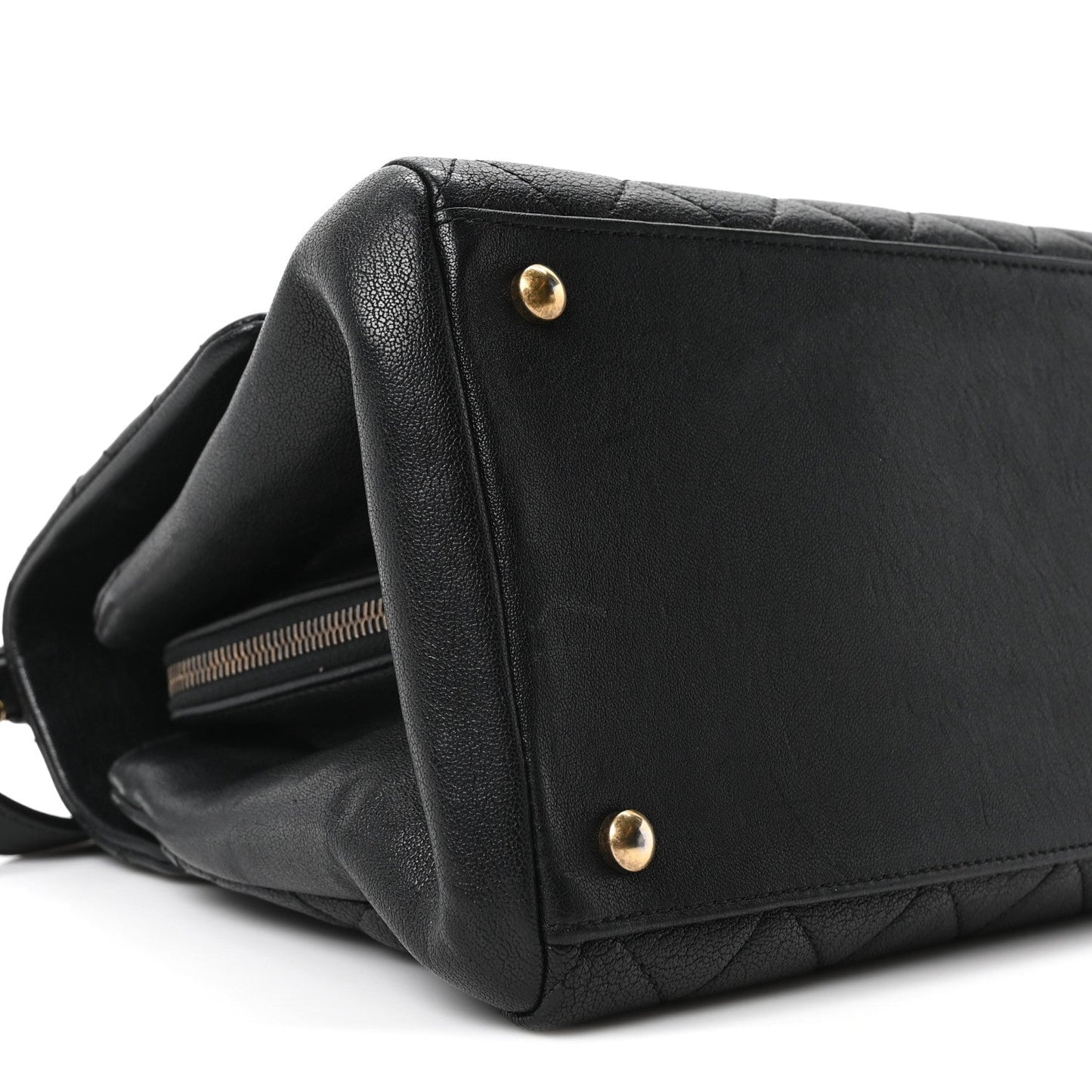 Shiny Sheepskin Quilted Large Trapezio Flap Black