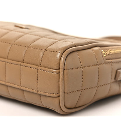 Lambskin Carre Quilted Cassandre Mini Camera Bag Natural Tan