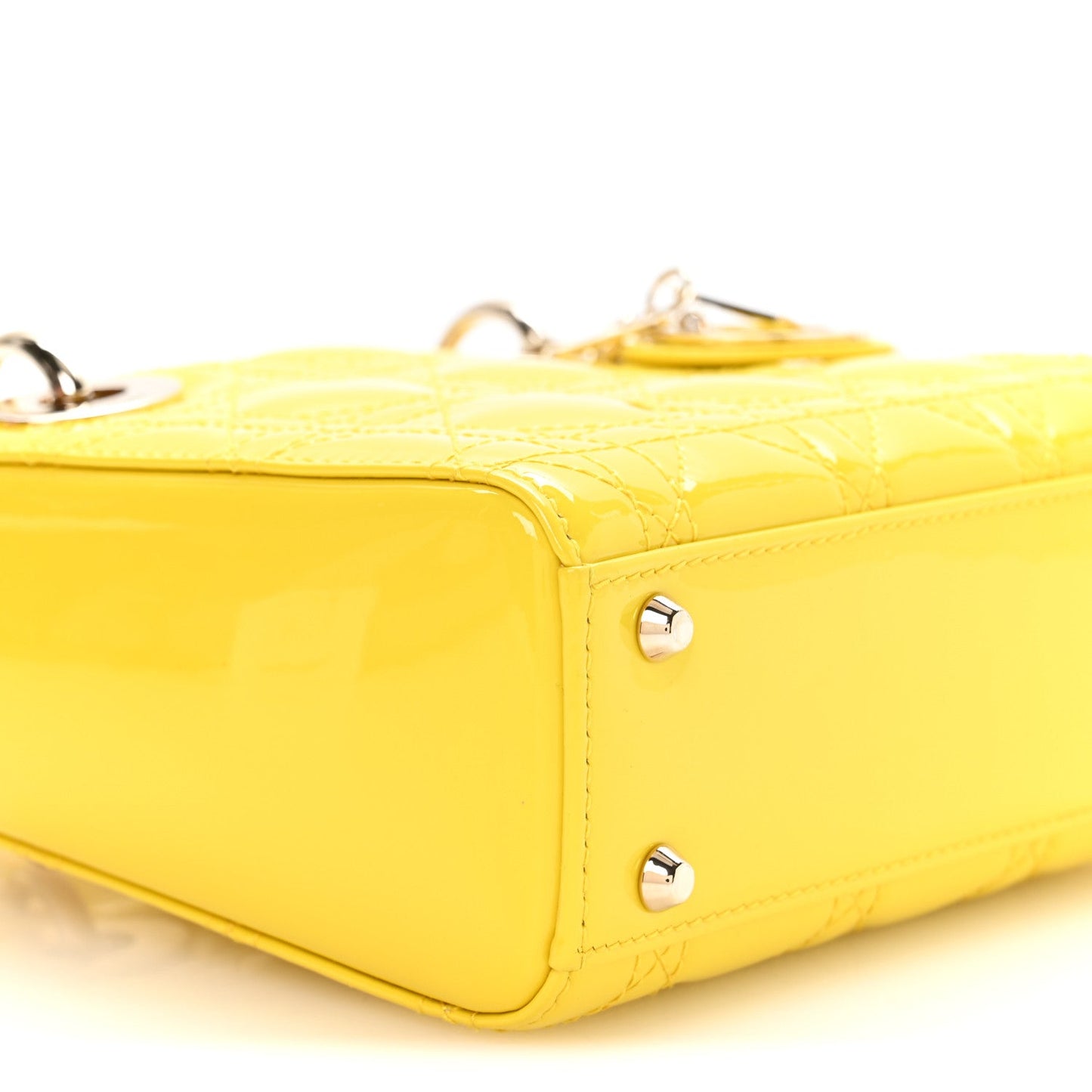 Patent Cannage Mini Lady Dior Yellow