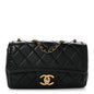 Crumpled Calfskin Whipstich Quilted Single Black