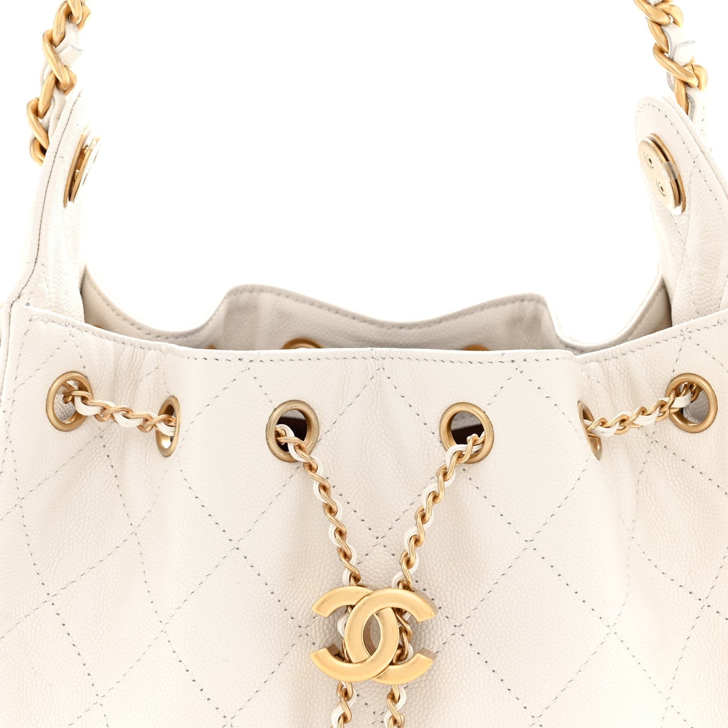 Caviar Quilted Mini Chanel 25 Handbag White