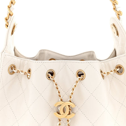 Caviar Quilted Mini Chanel 25 Handbag White