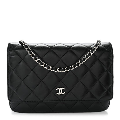 Lambskin Quilted Wallet On Chain WOC Black