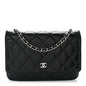 Lambskin Quilted Wallet On Chain WOC Black