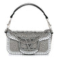 Crystal Suede Enamel Vlogo Small Loco Shoulder Bag Silver