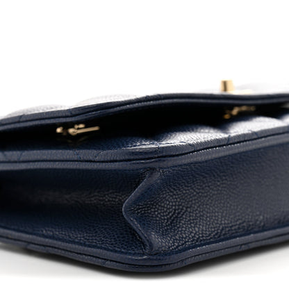 Caviar Quilted CC Turnlock Wallet On Chain WOC Navy Blue