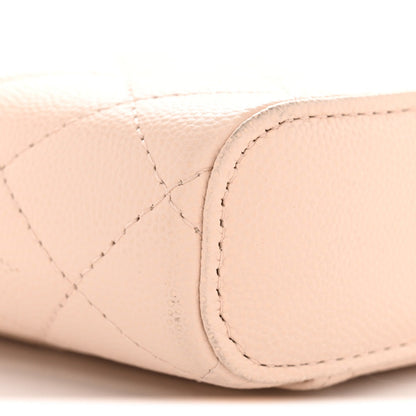 Caviar Quilted Phone Holder With Chain Light Pink