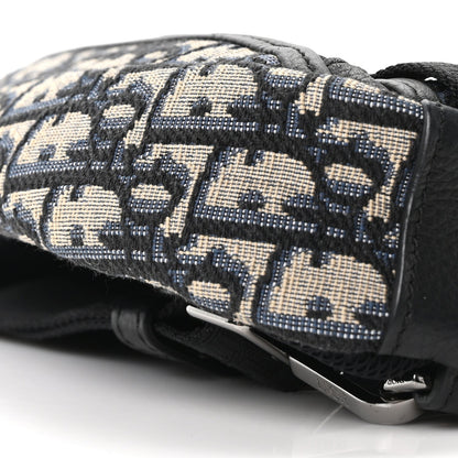 Grained Calfskin Oblique Scarab Sling Bag Blue Black