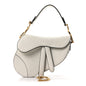 Grained Calfskin Mini Saddle Bag White