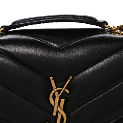 Lambskin Chevron Quilted Small Loulou Black