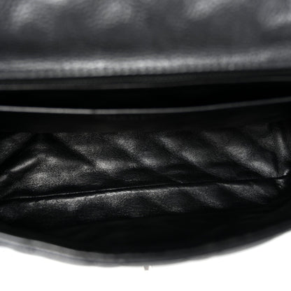 Washed Caviar Quilted Maxi Single Flap Black