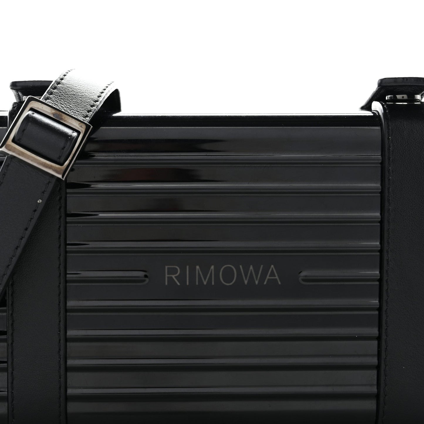 X RIMOWA Aluminum Personal Clutch On Strap Black