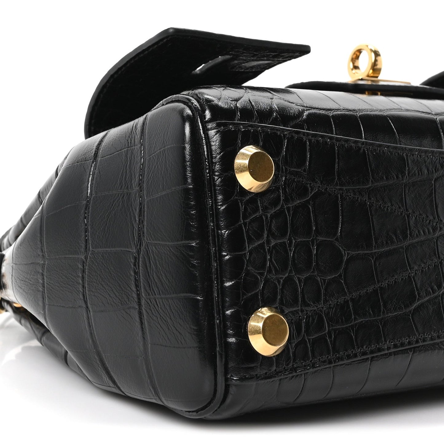 Calfskin Crocodile Embossed Mini Bel Air Carry All Bag Black