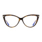 Tom Ford Eyeglasses Cat Eye Full Rim, Black Frame and Clear Blue Light Block Lens FT5843-B005