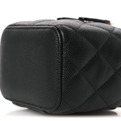 Caviar Quilted Tiny CC Mini Vanity Case With Chain Black