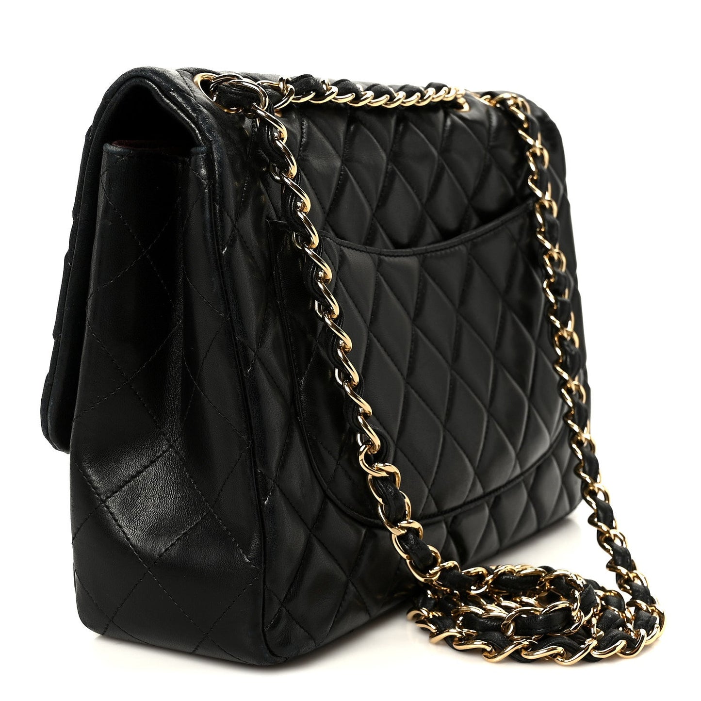Lambskin Quilted Jumbo Single Flap Black