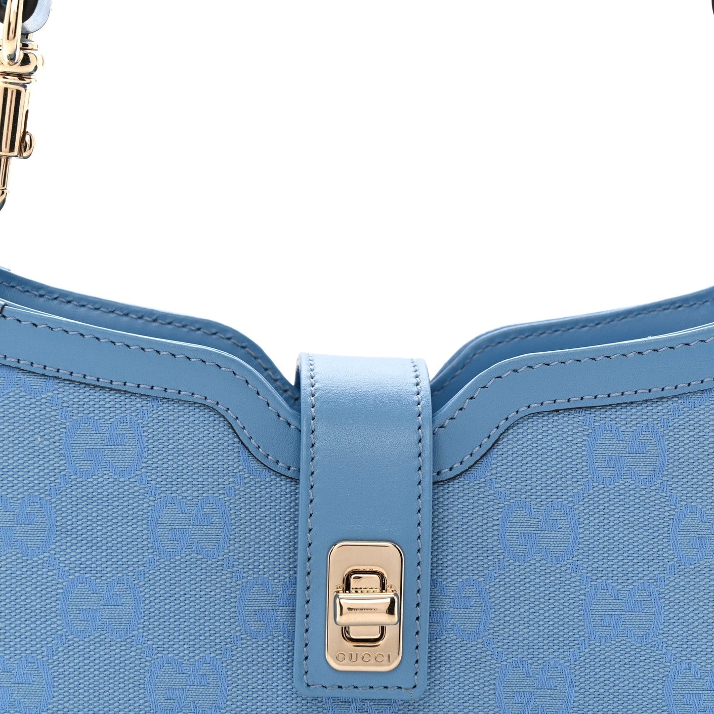 Calfskin Monogram Mini Moon Side Shoulder Bag Blue