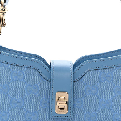 Calfskin Monogram Mini Moon Side Shoulder Bag Blue