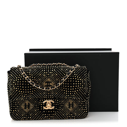 Velvet Strass Evening Flap Bag Black Gold