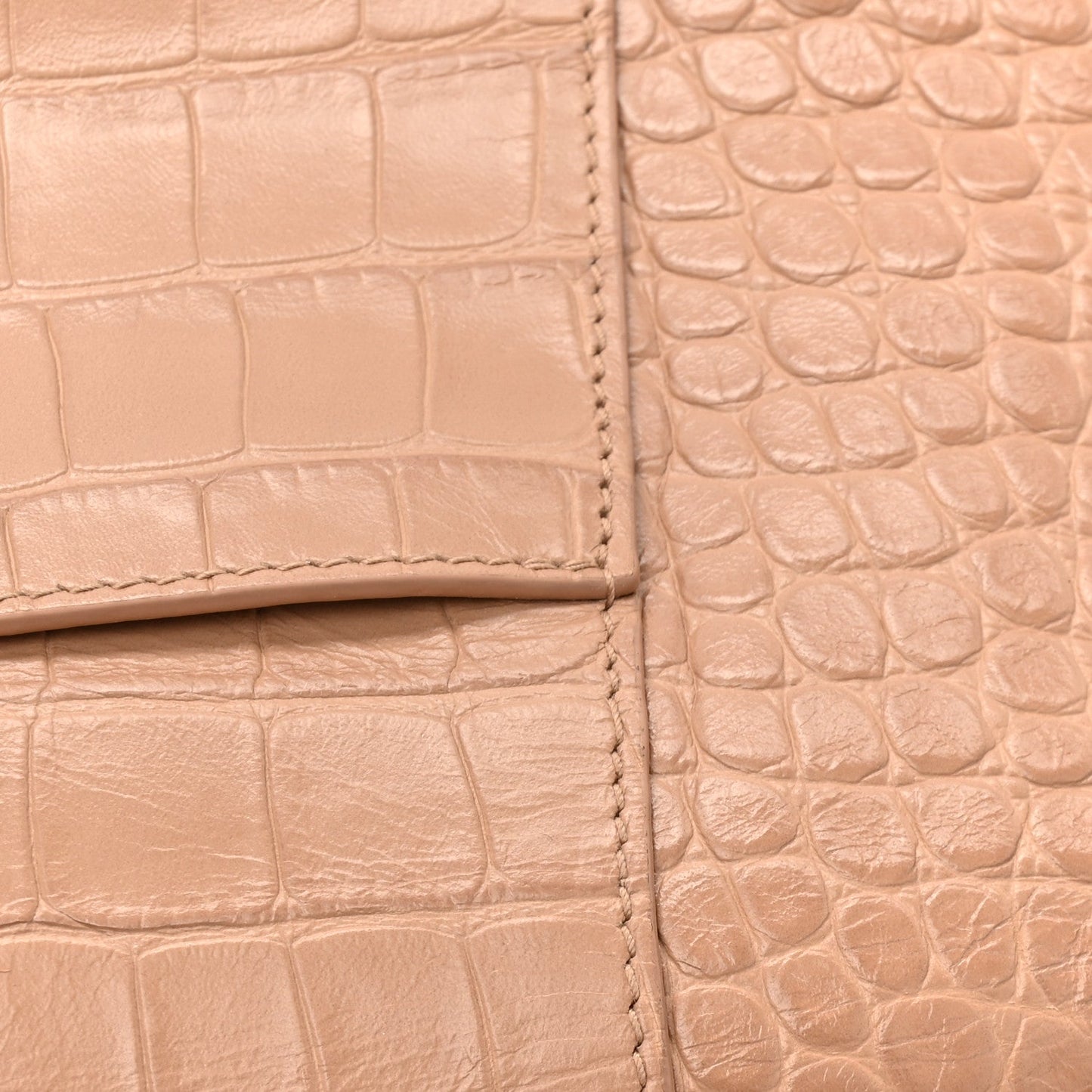 Extra Supple Calfskin Crocodile Embossed Small Downtown Shoulder Bag Nude Beige