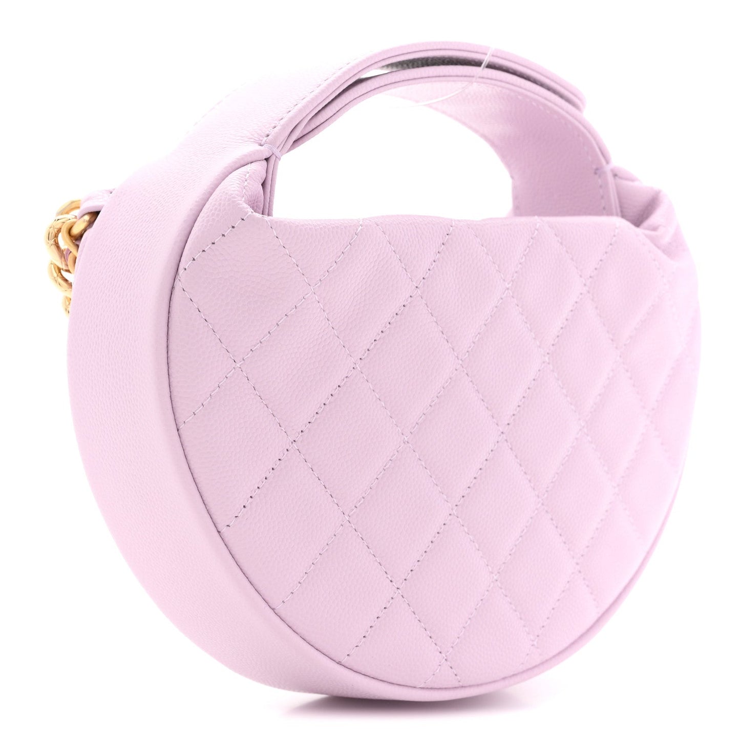 Shiny Caviar Quilted Bow Pouch Hobo Light Purple