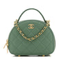 Lambskin Quilted Chic Riviera Top Handle Vanity Case Green