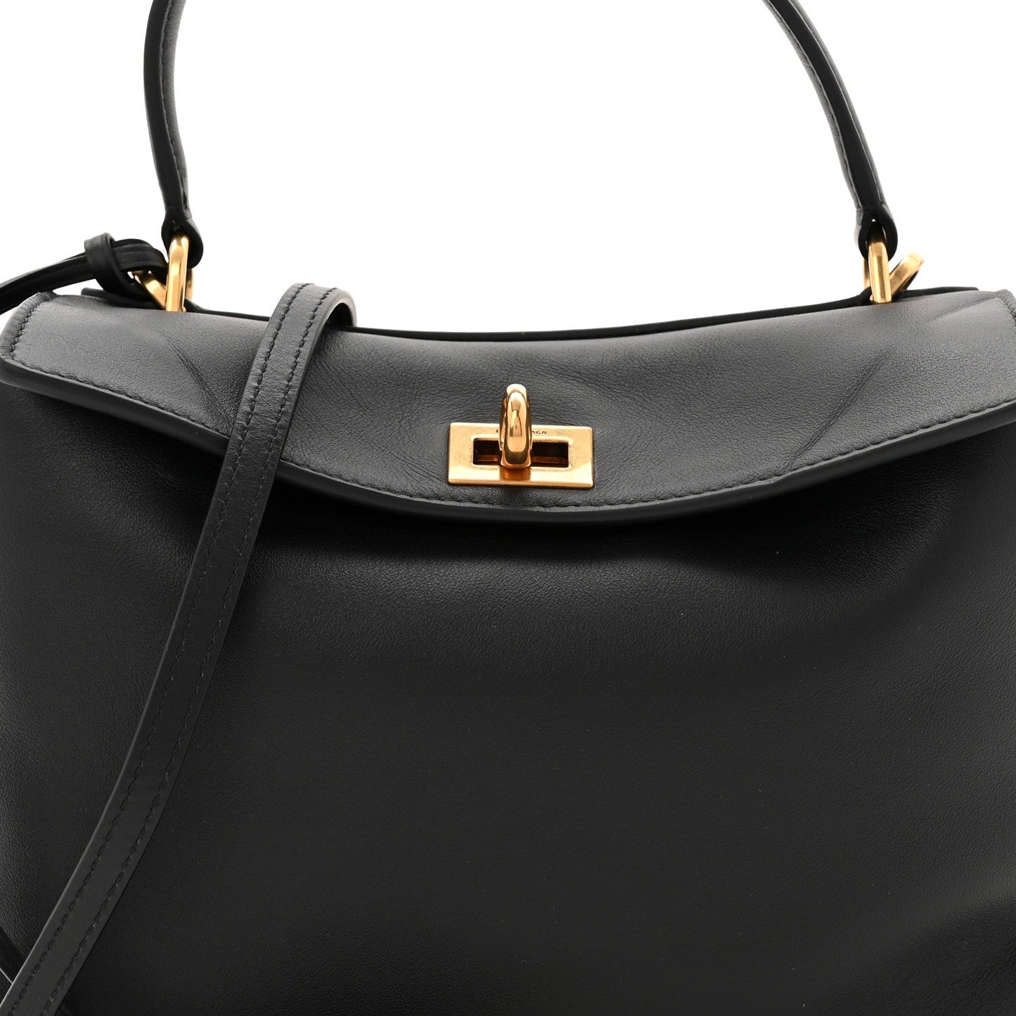Natural Smooth Calfskin Mini Rodeo Top Handle Handbag Black