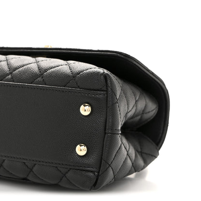 Caviar Quilted Mini Coco Handle Flap Black